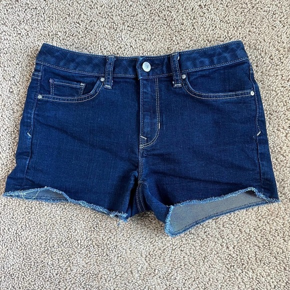 GAP Pants - GAP 1969 Maddie Slim Cut Off Shorts Dark Wash Stretch Denim Mid Rise Women's 25